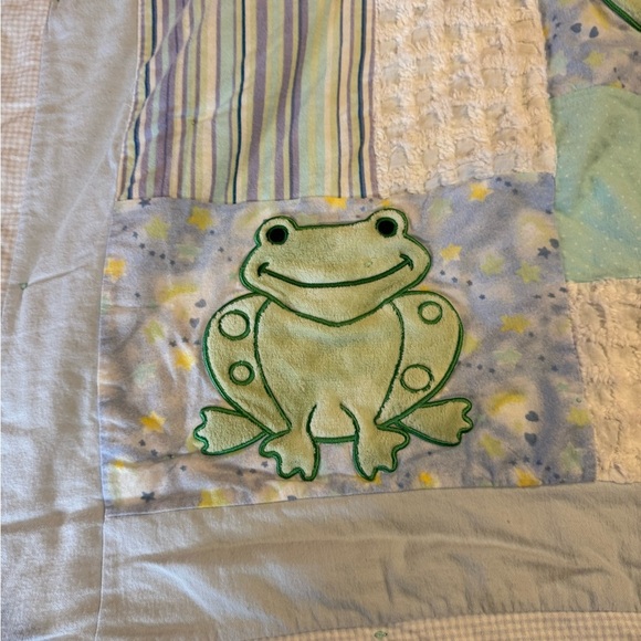 Handmade Toddler Frog Themed Reversible Quilted Texture Blanket Nursery 35 X 44 - Picture 12 of 13